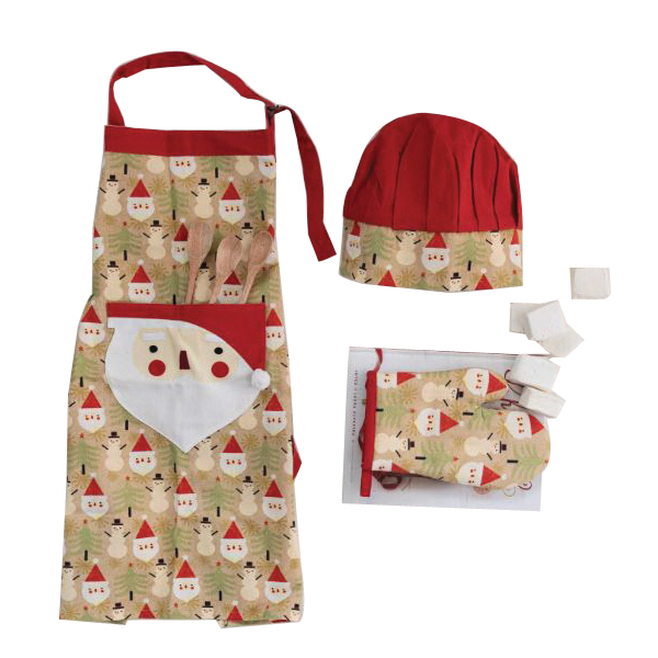 Creative Co-Op XS3759 Apron with Santa Shaped Pocket, Cotton - 2