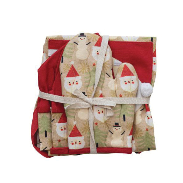 Creative Co-Op XS3759 Apron with Santa Shaped Pocket, Cotton - 3