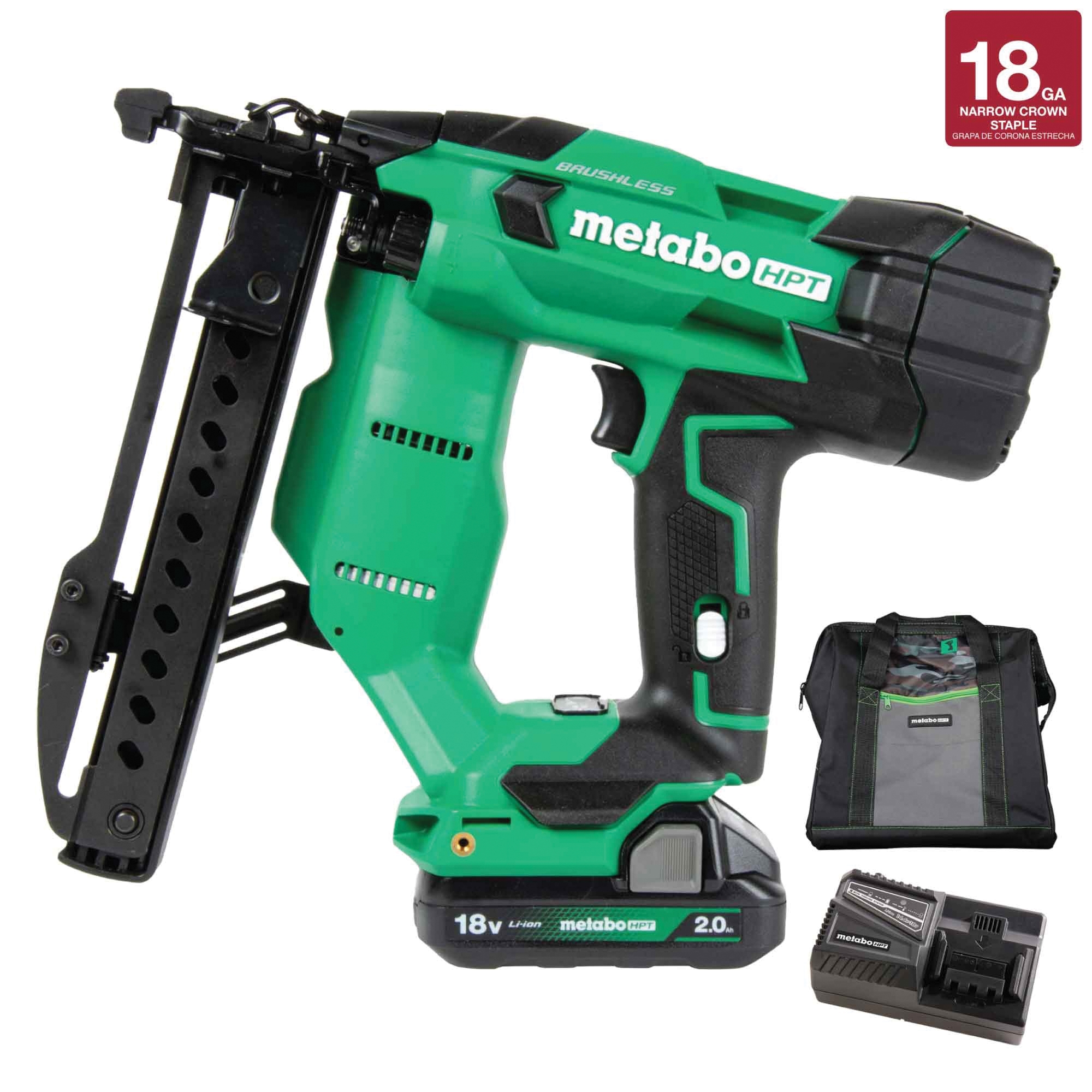 N1804DAM Cordless Stapler, Battery Included, 18 V, 2 Ah, 1/4 in W Crown, 1/2 to 1-1/2 in L Leg