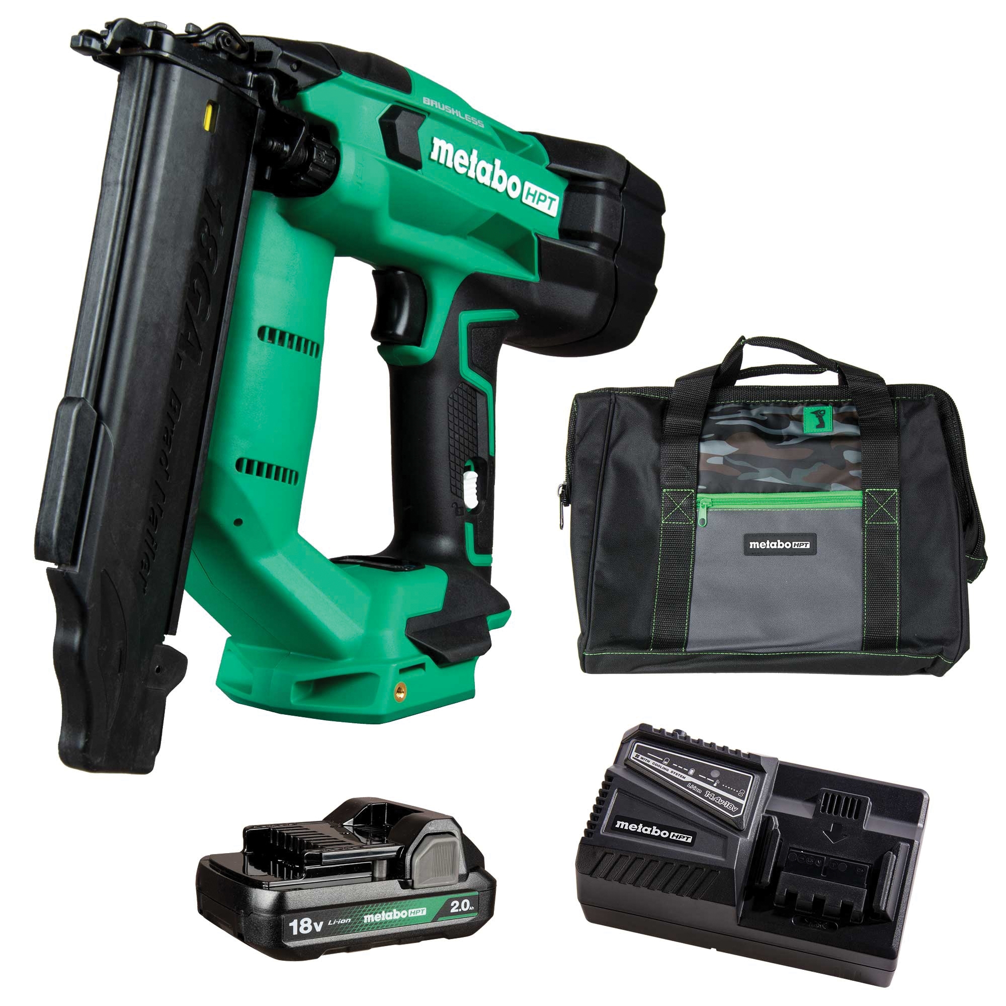 NT1850DFTM Cordless Nailer Kit, Battery Included, 18 V, 2 Ah, 100 Magazine, 0 deg Collation, 18 ga Nail