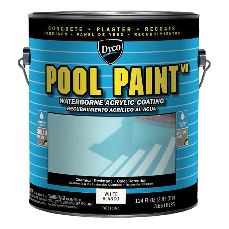 POOL PAINT DYC3150/1 Swimming Pool Paint, Semi-Gloss, White, 1 gal