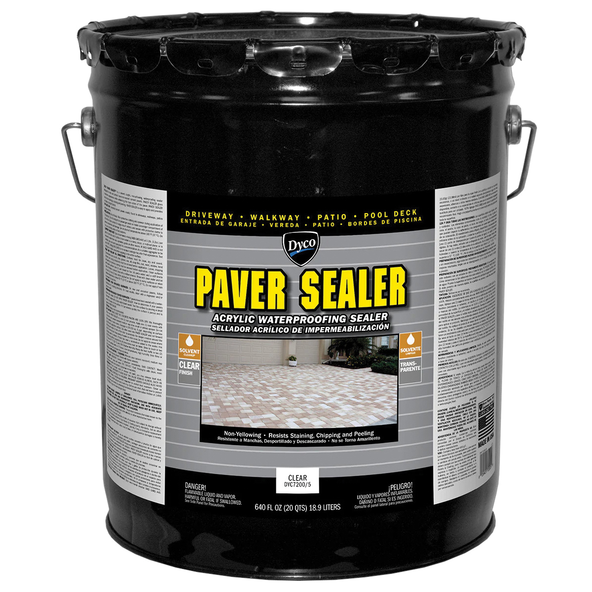 PAVER SEALER DYC7200/5 Waterproofing Sealer, Gloss, Liquid, Clear, 5 gal