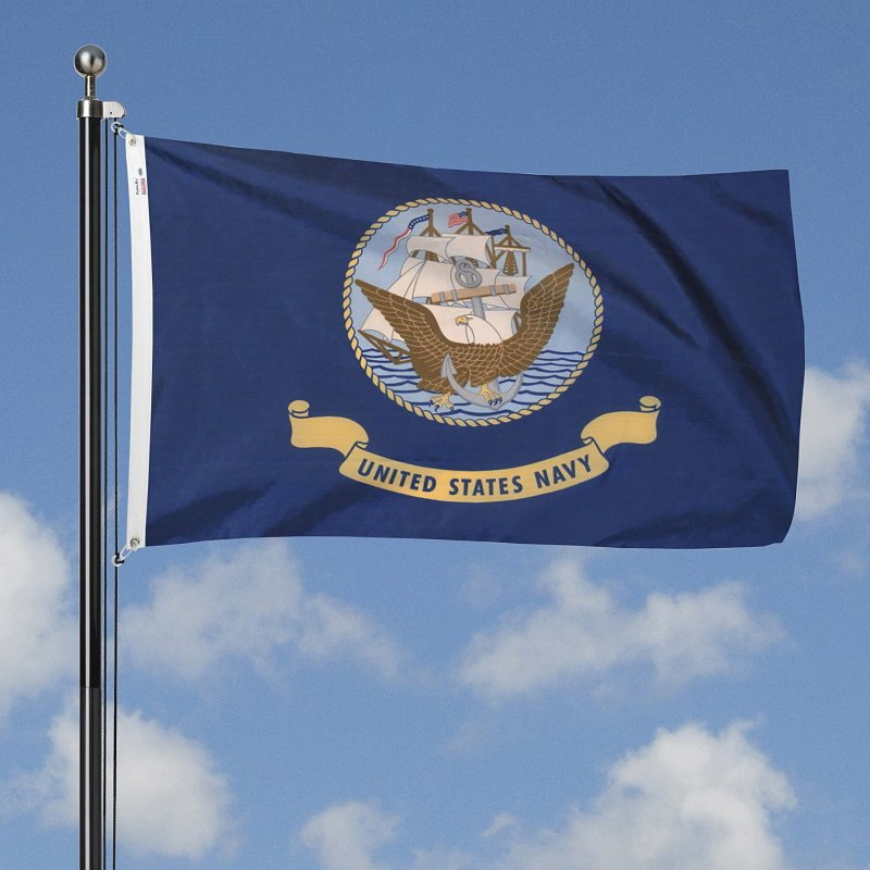 Valley Forge BTUSNV3 Military Navy Flag, Nylon, Dark Blue Background, 5 ft L, 3 ft W - 2