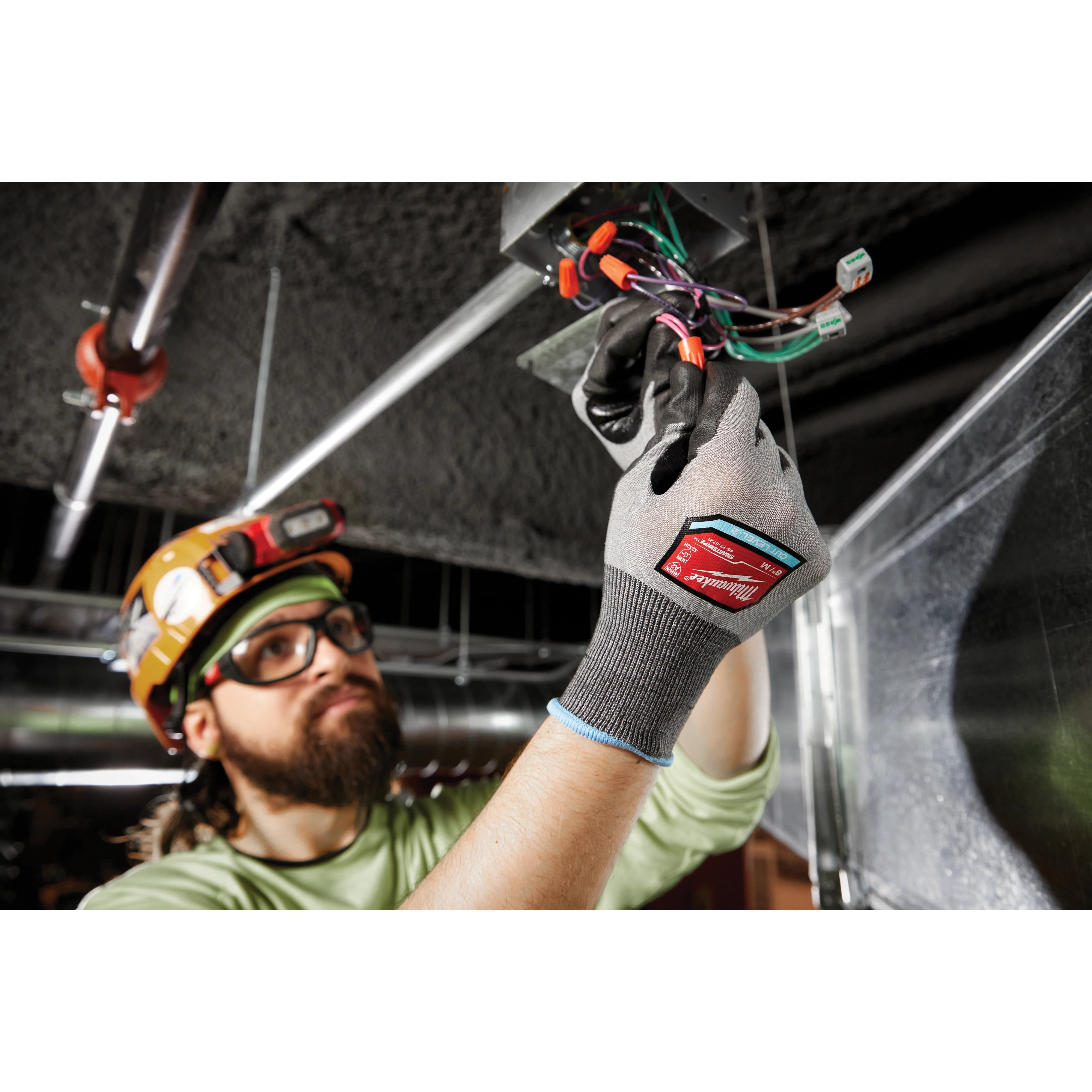 Milwaukee Cut Level 2 Series 48-73-8721 High-Dexterity Dipped Gloves, Unise, M, 11.23 in L, Reinforced Thumb, Gray - 2