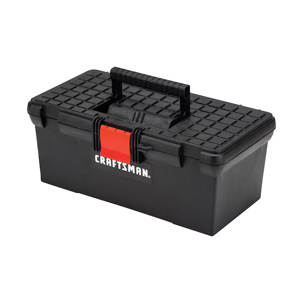 Tool Box, Craftsman, 442 cu-ft, Plastic, Black, 16 in L x 12.5 in W x 6.4 in H Outside, 0-Drawer - 2