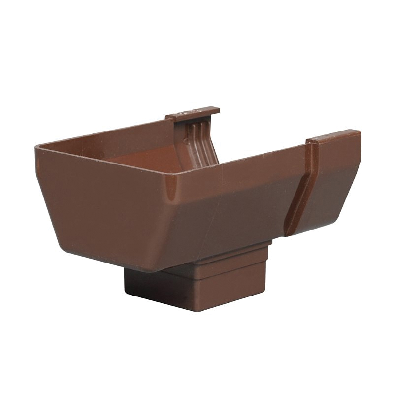 T1509 U Gutter Drop Outlet, 5.8 in L, 4-1/2 in W, Vinyl, Brown