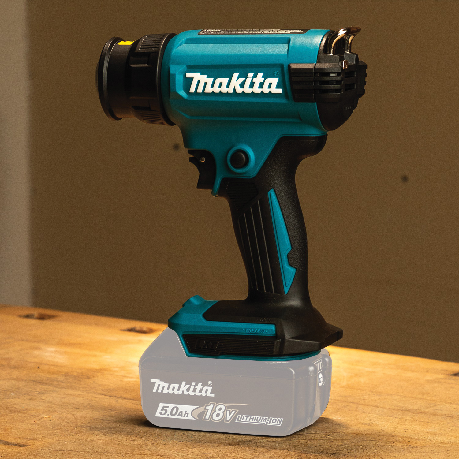 Cordless Heat Gun, Makita, 18 V, 6 Ah, 7.1 cfm Air, Temperature Settings: 1, 1022 deg F, Tool Only - 3
