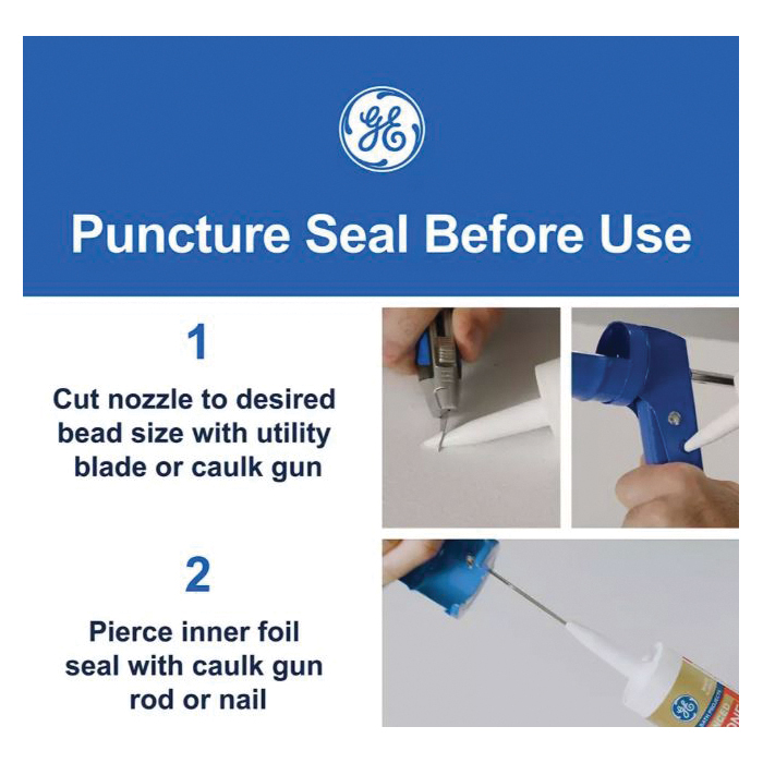 GE Silicone 1 2795576 All Purpose Sealant, Clear, 24 hr Curing, 10.1 fl-oz Cartridge - 2