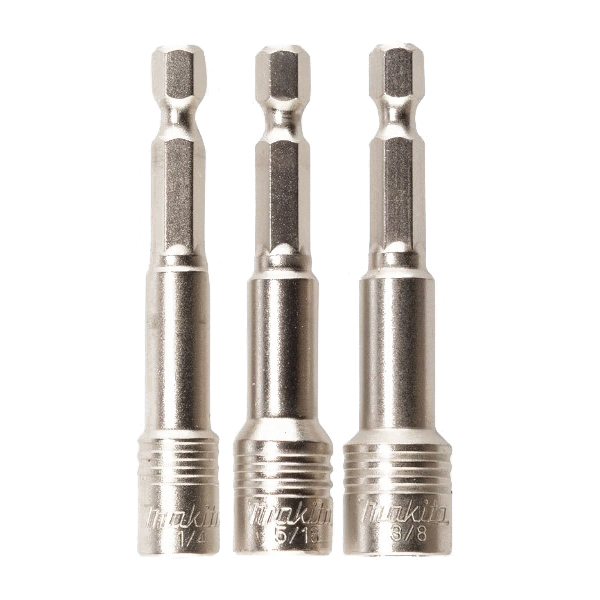 Makita Impact XPS E-01432 Series Magnetic Nutsetter Set, 2-9/16 in L Dimensions, 3-Piece, Steel, Matte Nickel - 2