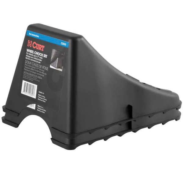 Curt 22800 Wheel Chock Set, 8-1/4 in L, 6.12 in W, 4-3/4 in H, Plastic, Black - 2