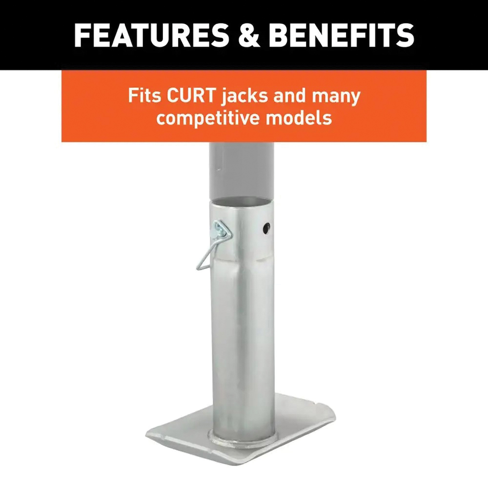Curt 28275 Jack Foot, For: 2 in Dia Tube, 2000 lb, Pin-On Locking, Steel, Clear Zinc, 1/PK - 3