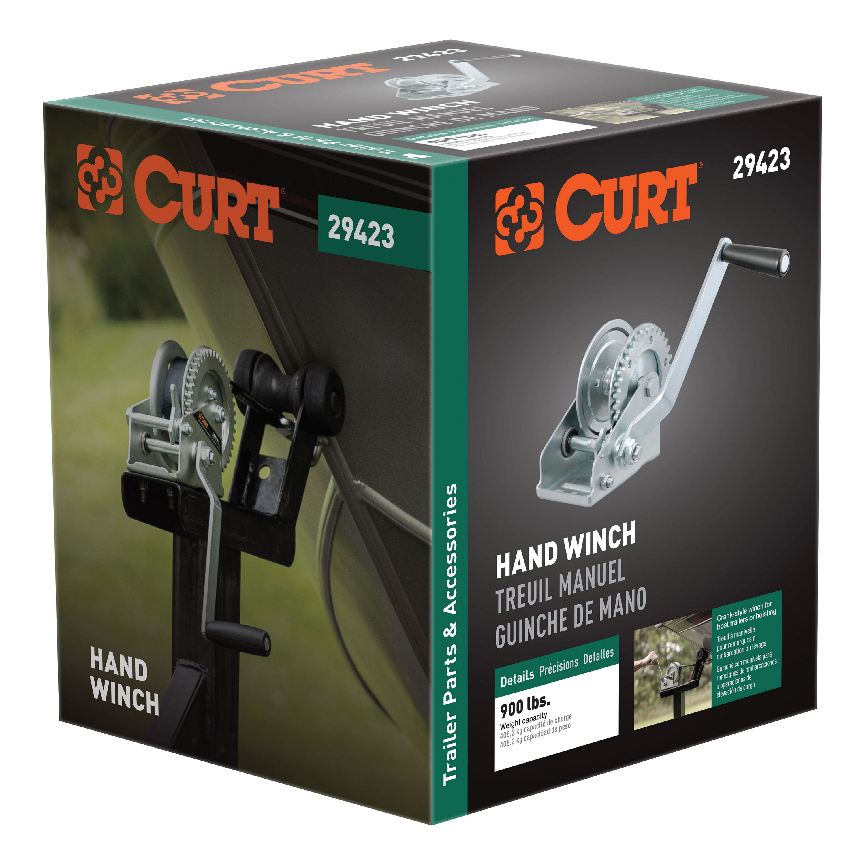 Curt 29423 Hand Crank Winch, 900 lb, Steel - 5
