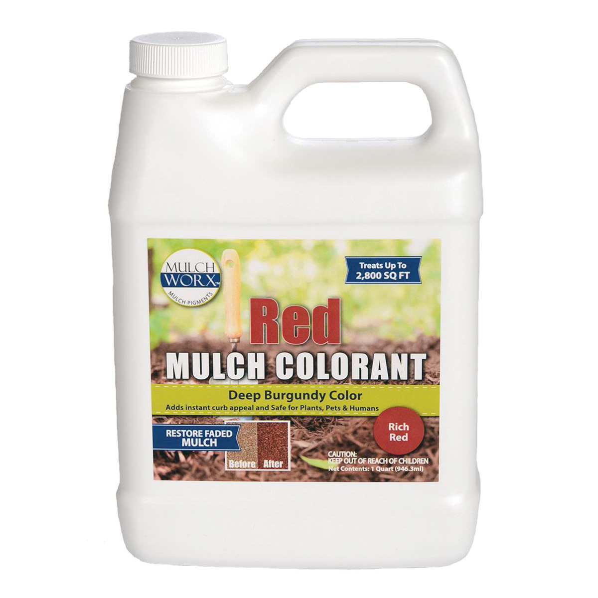 60011 Mulch Worx, Liquid, Red, 1 qt Bottle