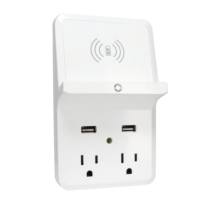 Wire & Cable, Prime, 2-Outlet Wireless Charging Dock with 2 USB Chargers - 1