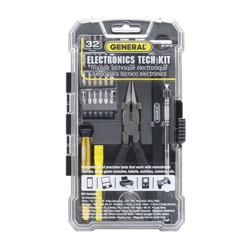 General 661 Electronics Tech Kit, 32 -Piece, Aluminum, Black