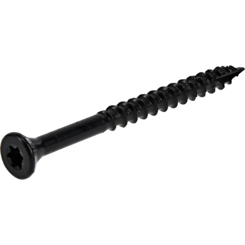 42658 Deck Screw, #10 Thread, 2-1/2 in L, T25 Drive Size, Carbon Steel, Coarse Thread, Flat Head, Star Drive, Type 17 Point, 40 PK, Black