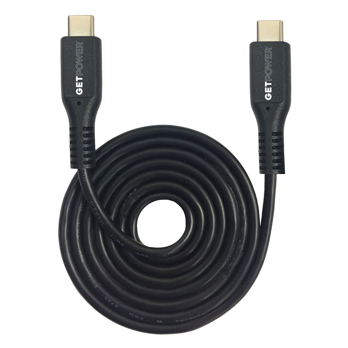 GP-USBC-USBC PD Optimized Charging and Sync Cable, USB-C, USB-C, Black, 3 ft L