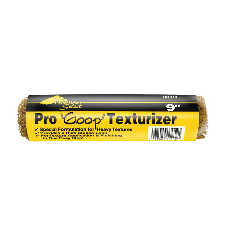 RC 119-0900 Heavy-Texture Roller Cover, 3/8 in Thick Nap, 9 in L, Plastic Cover