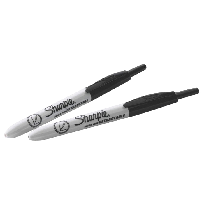 Retractable Permanent Marker, Sharpie, Ultra-Fine Lead/Tip, Black Lead/Tip - 2