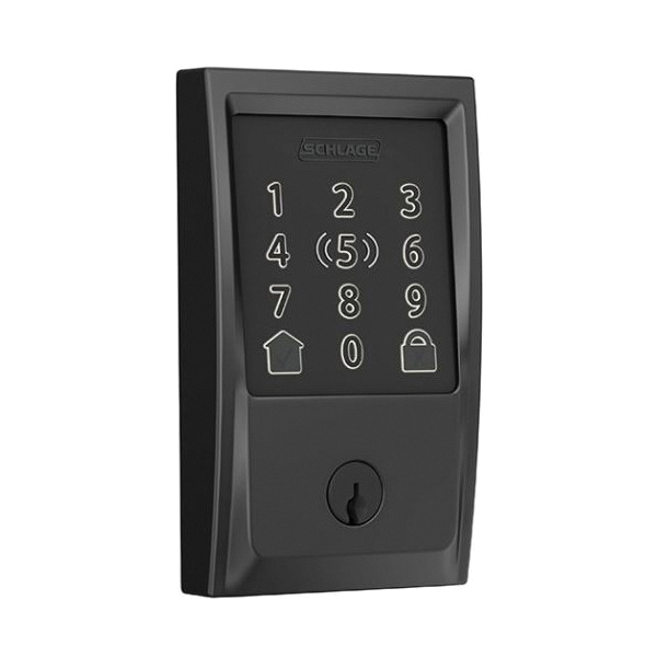 Encode Plus BE499WBV CEN 622 Smart Wi-Fi Deadbolt With Century Trim, 1 Grade, Matte Black, C Keyway
