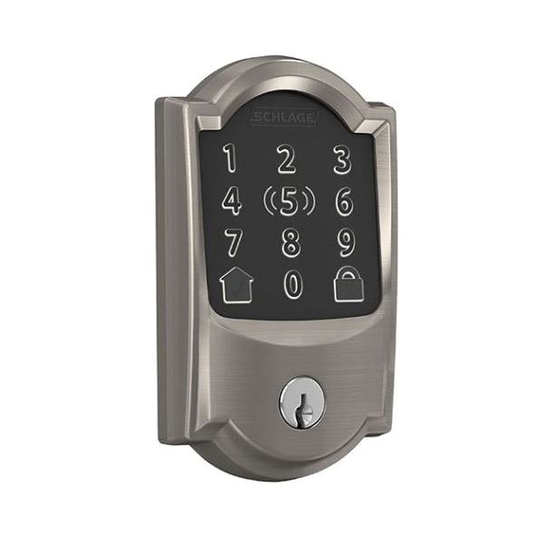 Encode Plus BE499WBV CAM 619 Smart Wi-Fi Deadbolt With Camelot Trim, 1 Grade, Satin Nickel, C Keyway