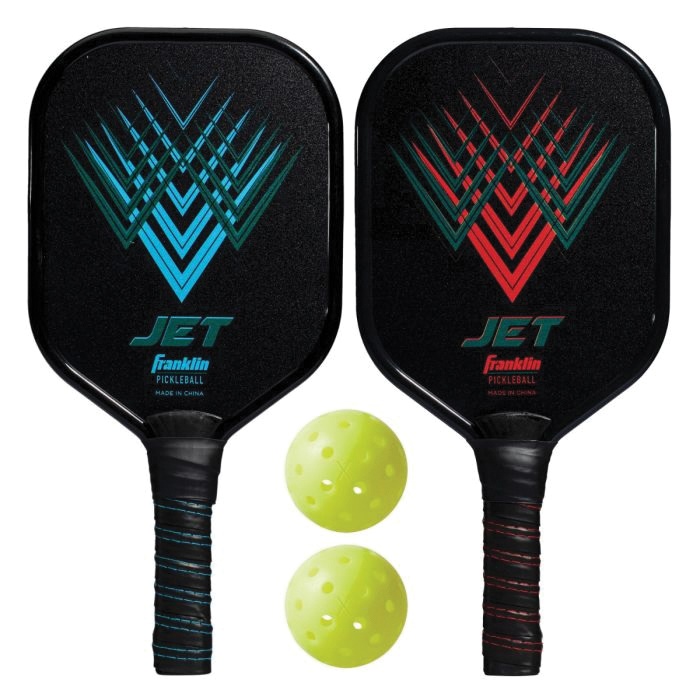 52745 Pickleball and Paddle Set, Aluminum, Blue/Red