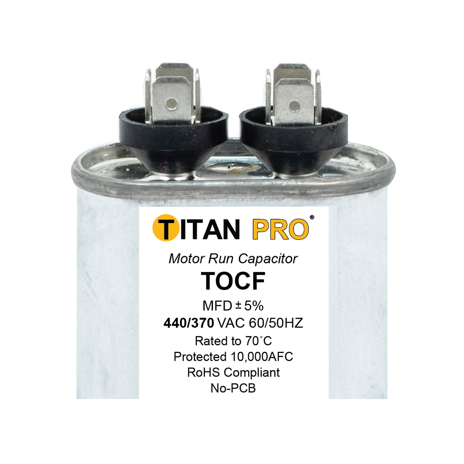 Run Capacitor, Titan Pro, 4 uF, 440/370 V, Standard Blade Terminal - 3