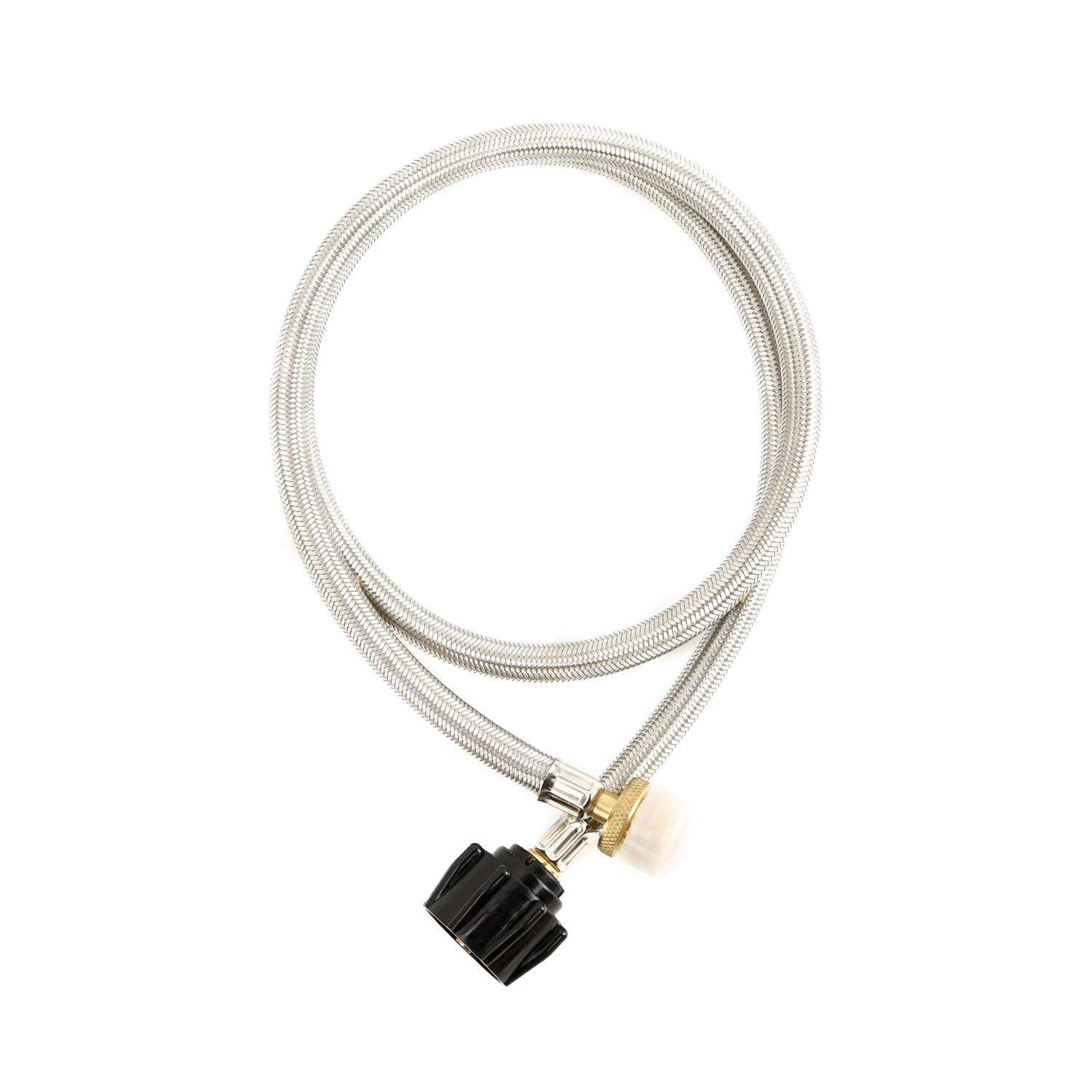 Gas Line Hose and Adapter, Grillmark, 4 ft L, Stainless Steel - 4