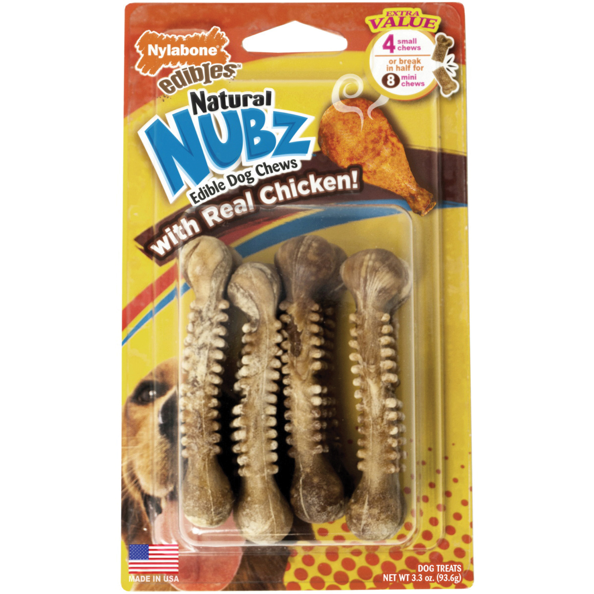 Nylabone 662747 Long Lasting Edible Dog Chew Treats, S, Chicken, 3.3 oz