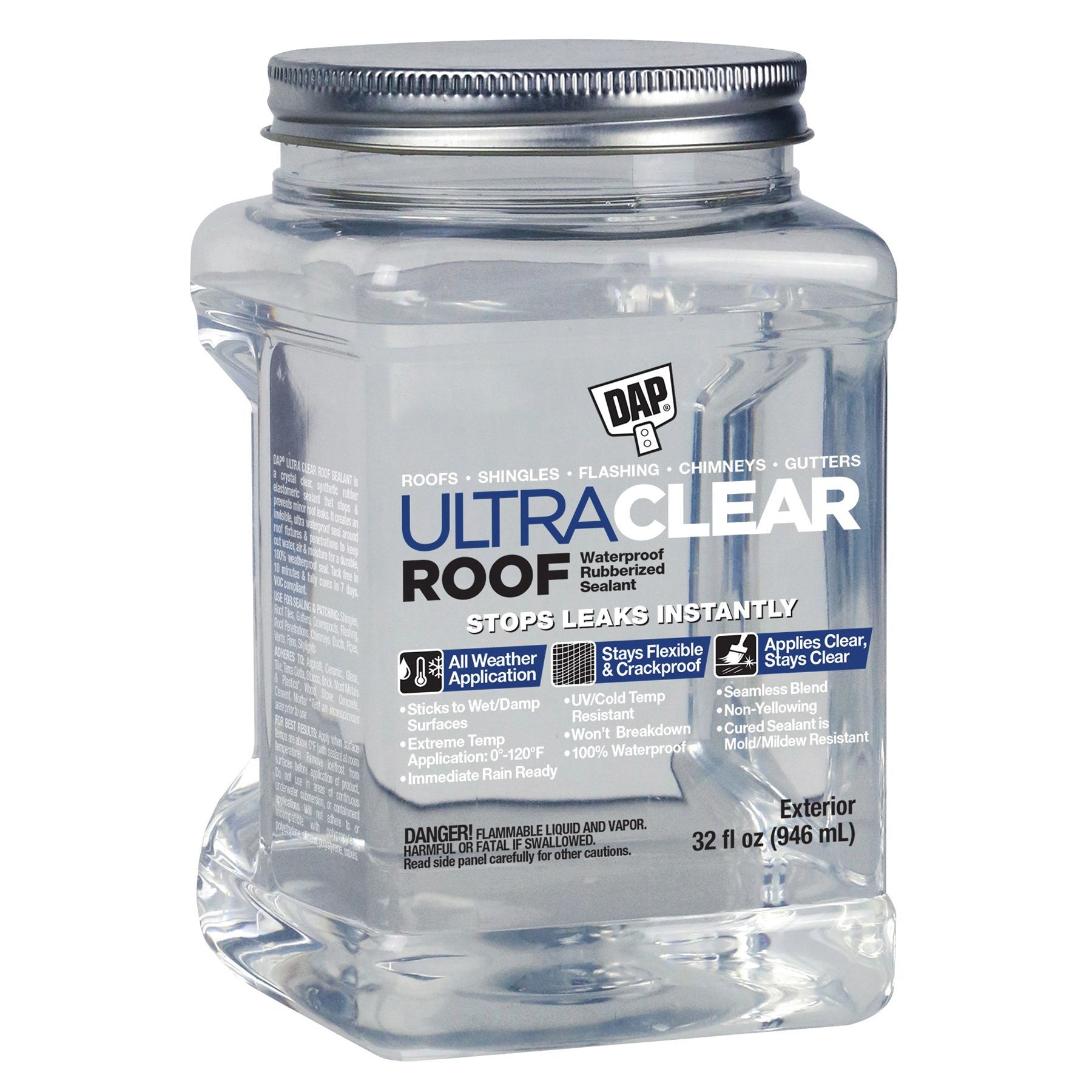 Ultra Clear Roof 7079818396 Sealant, Crystal Clear, 0 to 120 deg F, 32 oz, Cartridge