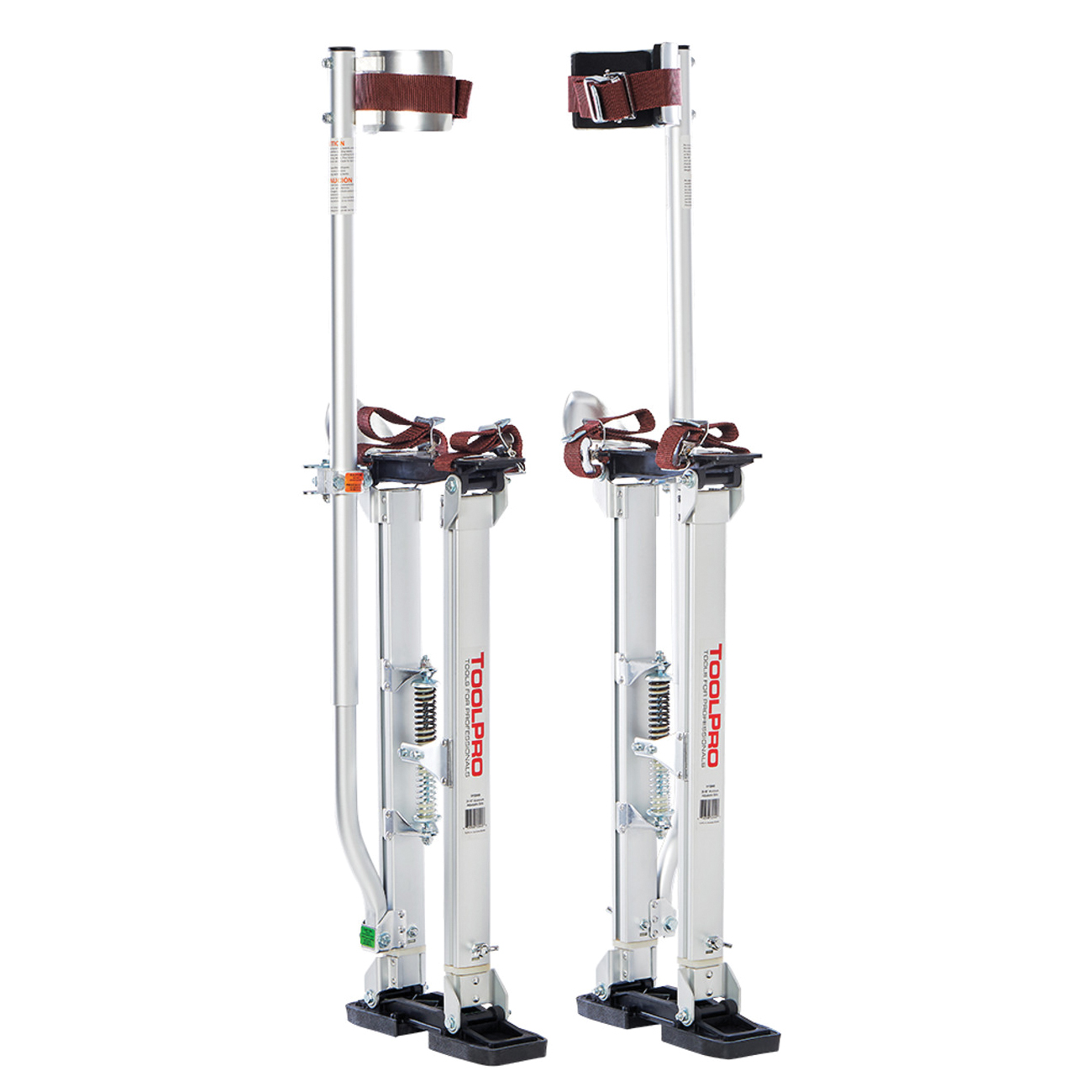 TP72440 Adjustable Stilts, 225 lb, 24 in Min H, 40 in Max H, Metal Strap, Aluminum