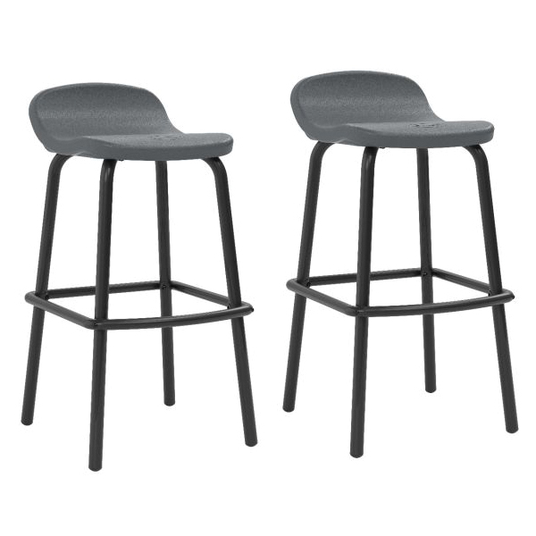 BMBS2PK Outdoor Bar Stool, 18 in W, 20-3/4 in D, 35-1/2 in H, Metal Frame, Gray Frame
