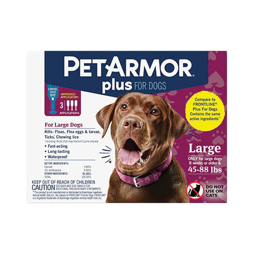Plus 5389 Dog Flea and Tick Topical Spot Treatment, Liquid Tube, Large Dog, 3 Count, 45-88 lbs