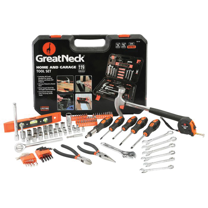 TK119 Hand Tool Set, 119-Piece, Steel