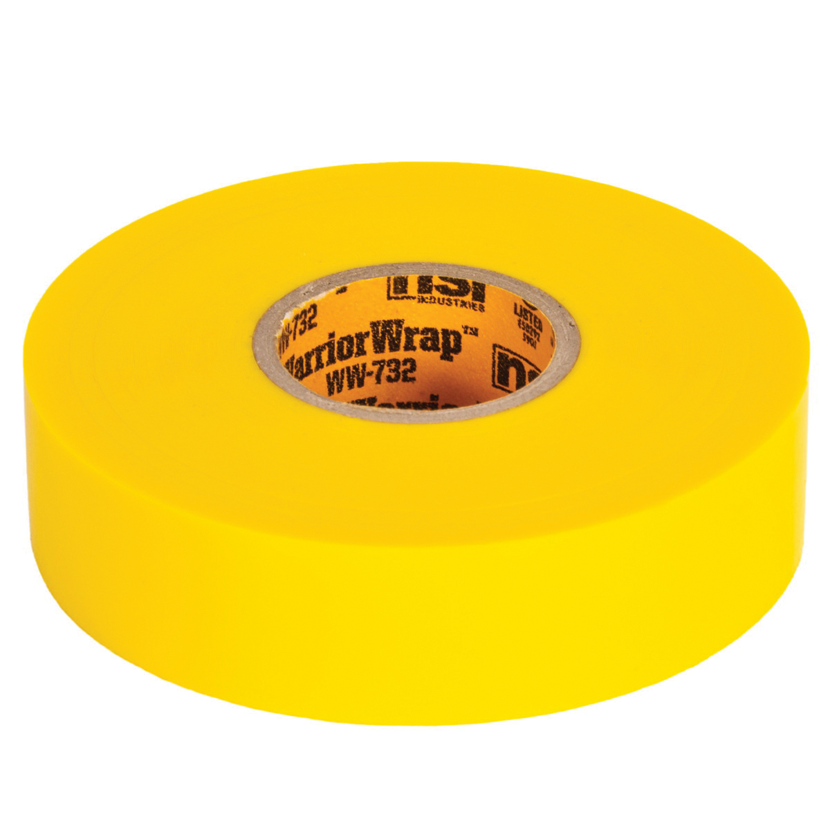 732 Series Electrical Tape, Warrior Wrap, 66 ft L, 3/4 in W, PVC Backing, Yellow - 4