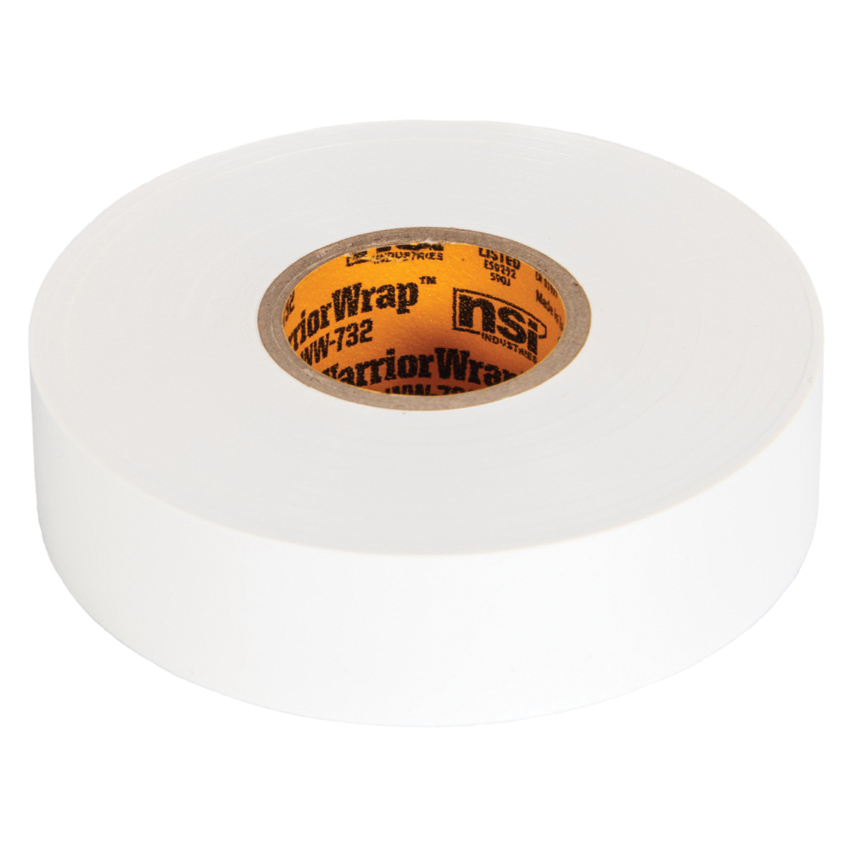 732 Series Electrical Tape, Warrior Wrap, 66 ft L, 3/4 in W, PVC Backing, White - 2