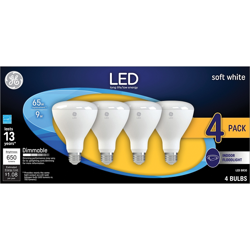 93129768 LED Bulb, R30 Lamp, 65 W Equivalent, Medium Lamp Base, Dimmable, Soft White, 2700 K Color Temp