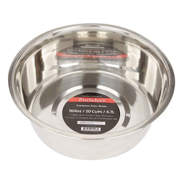 ZW150-98 Dog Feeding Bowl, 5 qt Volume, Stainless Steel, Silver