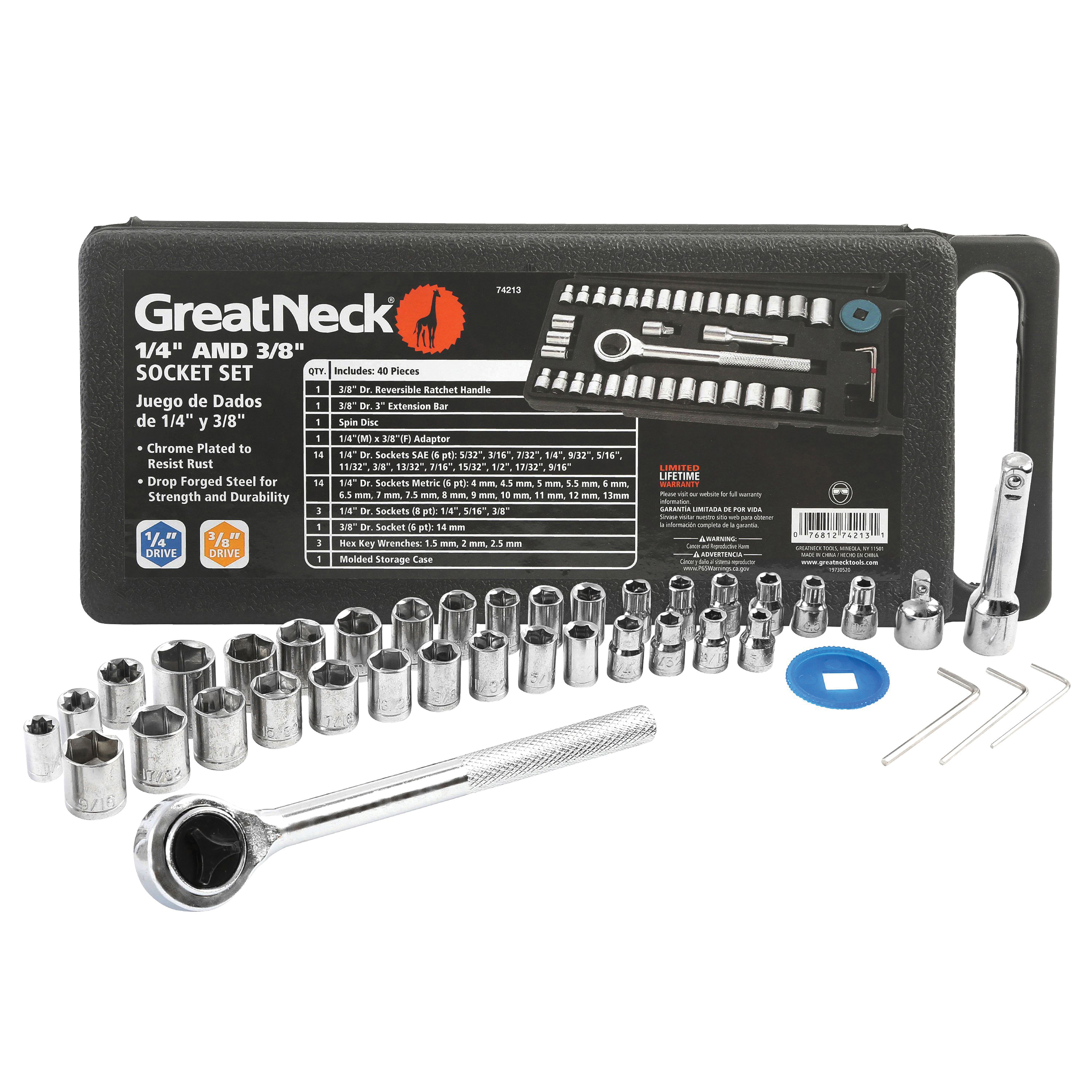 74213 Ratchet and Socket Set, Steel