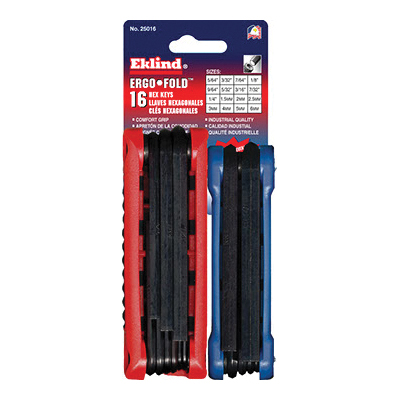Ergo-Fold™ 25016 Fold-Up Combo Pack Hex Key Set, 16-Piece, Alloy Steel, Black