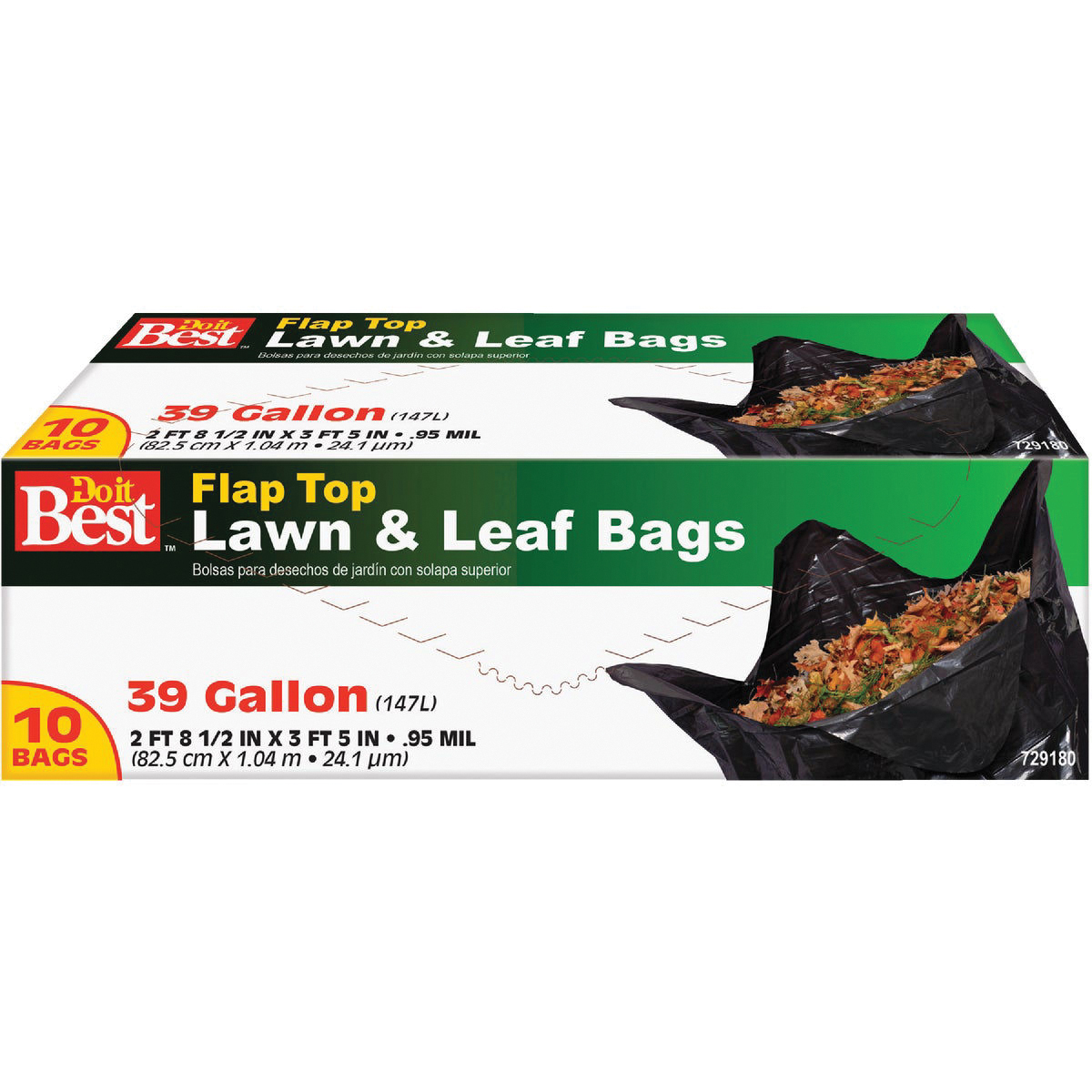 Do It Best 729180 Lawn and Leaf Bag, 39 gal, Plastic, Black