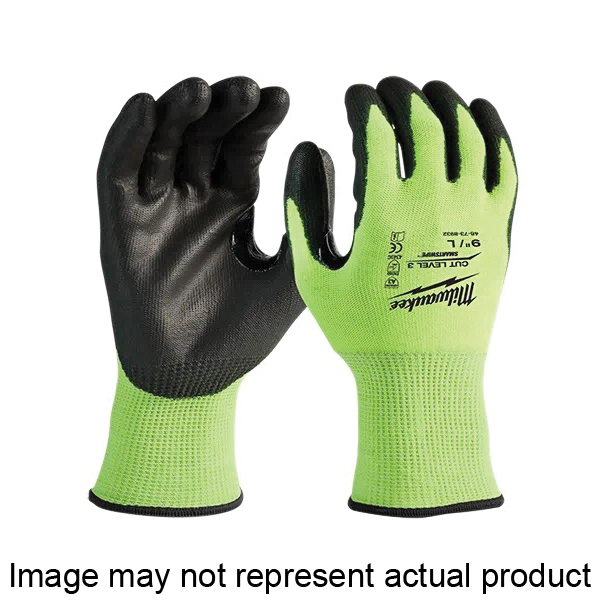 48-73-8931 Coated Gloves, Men's, M, 10 in L, Reinforced Thumb, Knit Wrist Cuff, Polyurethane Coating