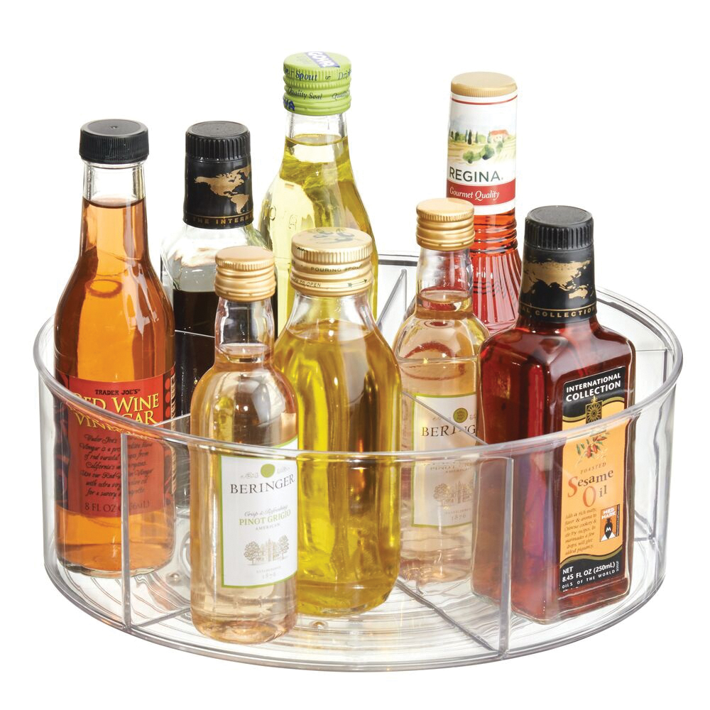iDESIGN Linus Series 62430 Divided Turntable, 11-1/2 in Dia, RPET Shelf, Clear - 1