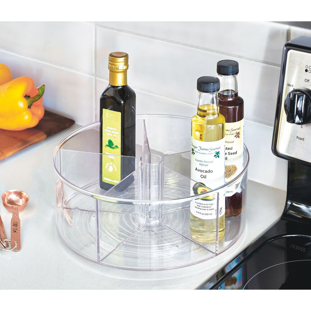 iDESIGN Linus Series 62430 Divided Turntable, 11-1/2 in Dia, RPET Shelf, Clear - 2