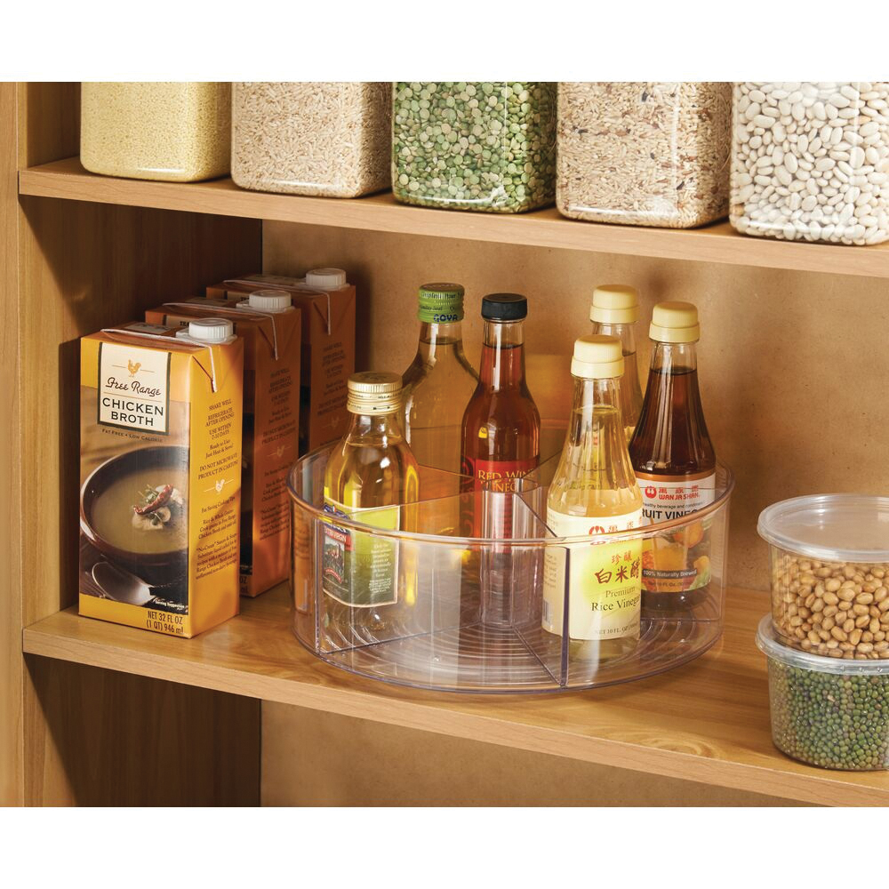 iDESIGN Linus Series 62430 Divided Turntable, 11-1/2 in Dia, RPET Shelf, Clear - 3