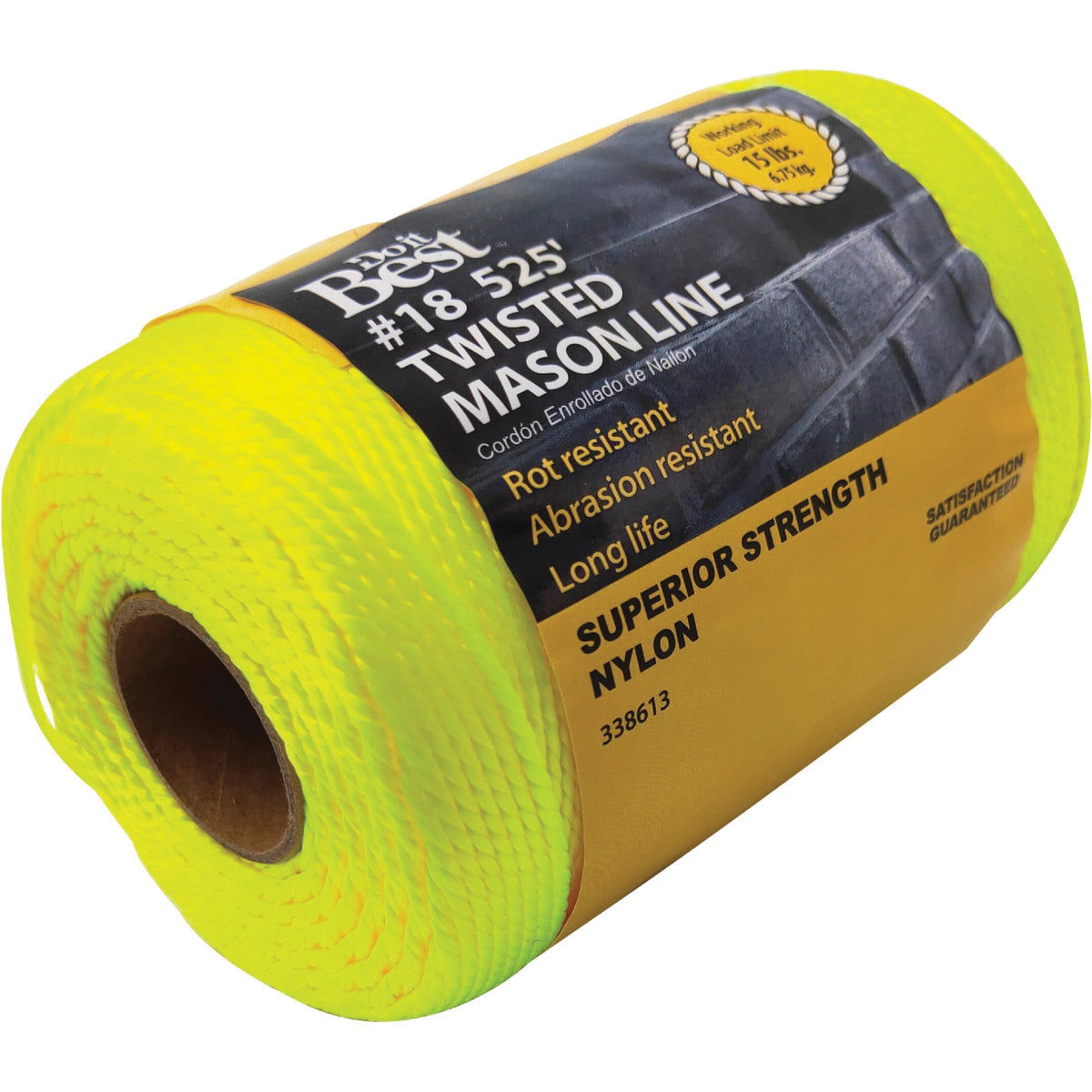 Do It Best 338613 Twisted Mason Line, #18 Dia, 525 ft L, Nylon, Fluorescent Yellow