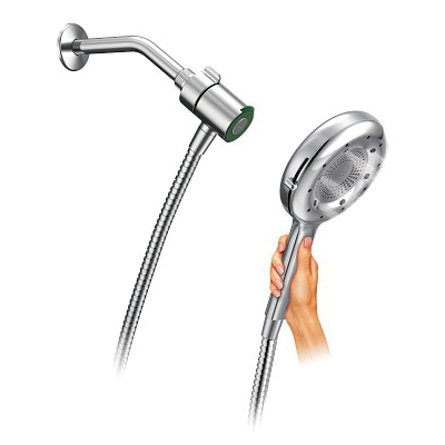 Moen Quattro N401H0 N401H0CH Handheld Shower, 1/2 in Connection, 1.5 gpm, 4-Spray Function, Chrome, 60 in L Hose - 3