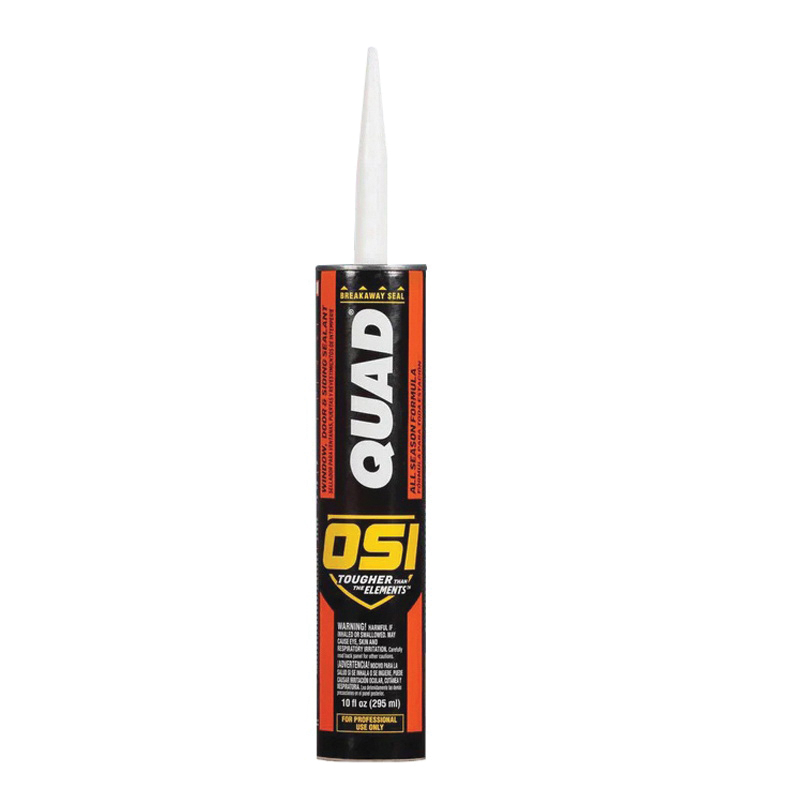 QUAD Series 1637190 Solvent Caulk, Black, 7 to 14 days Curing, 20 to 120 deg F, 10 fl-oz, Cartridge
