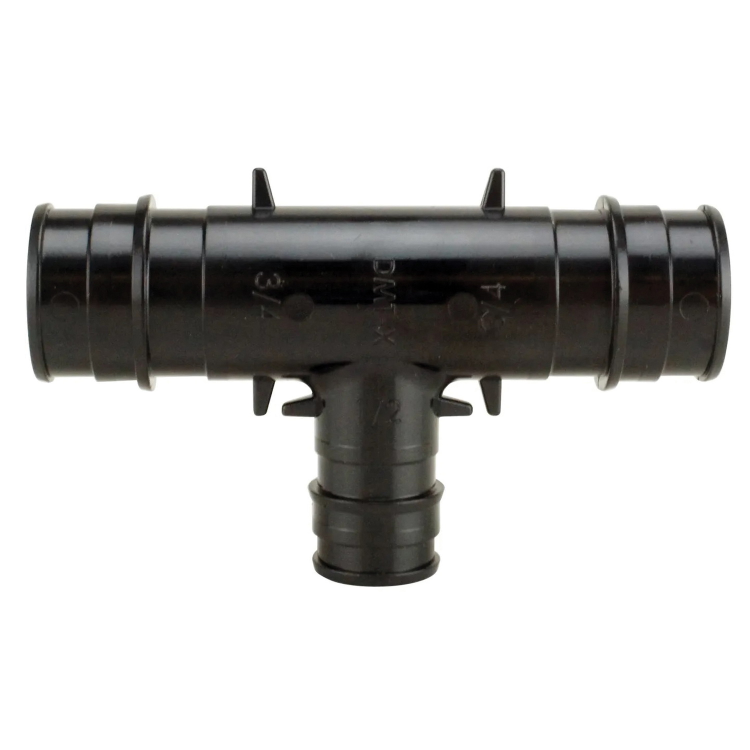 EPXPAT343412 Pipe Tee, 3/4 x 3/4 x 1/2 in, Barb, Polyphenylsulfone, Black, 200 psi Pressure