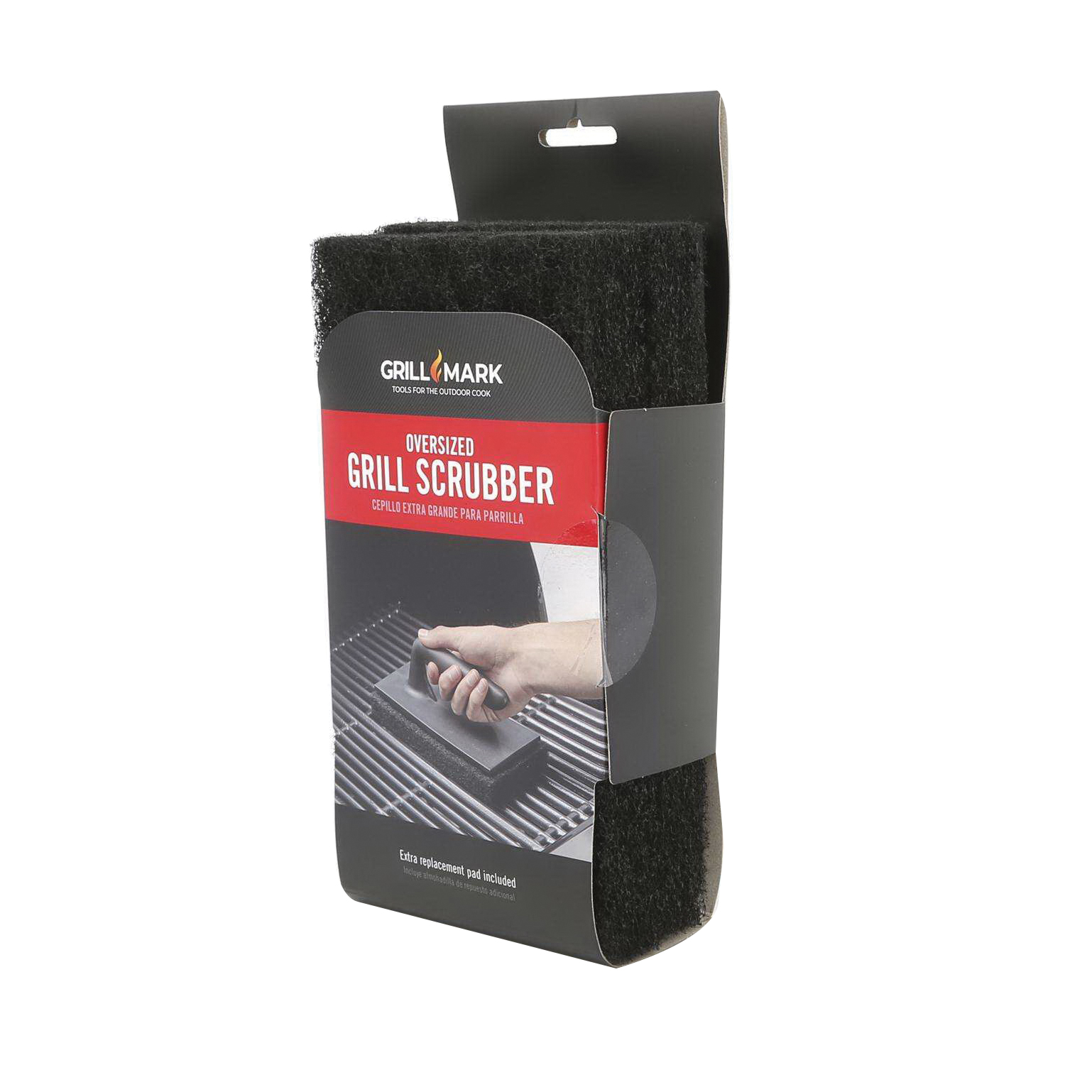 Grill Scrubber, Grillmark, 8 in L Brush, 4-1/4 in W Brush, Nylon Bristle, Plastic Handle - 3